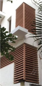 Lam chắn nắng gỗ nhựa composite ngoài trời giúp các ngôi nhà mát mẻ hơn vào mùa nóng.